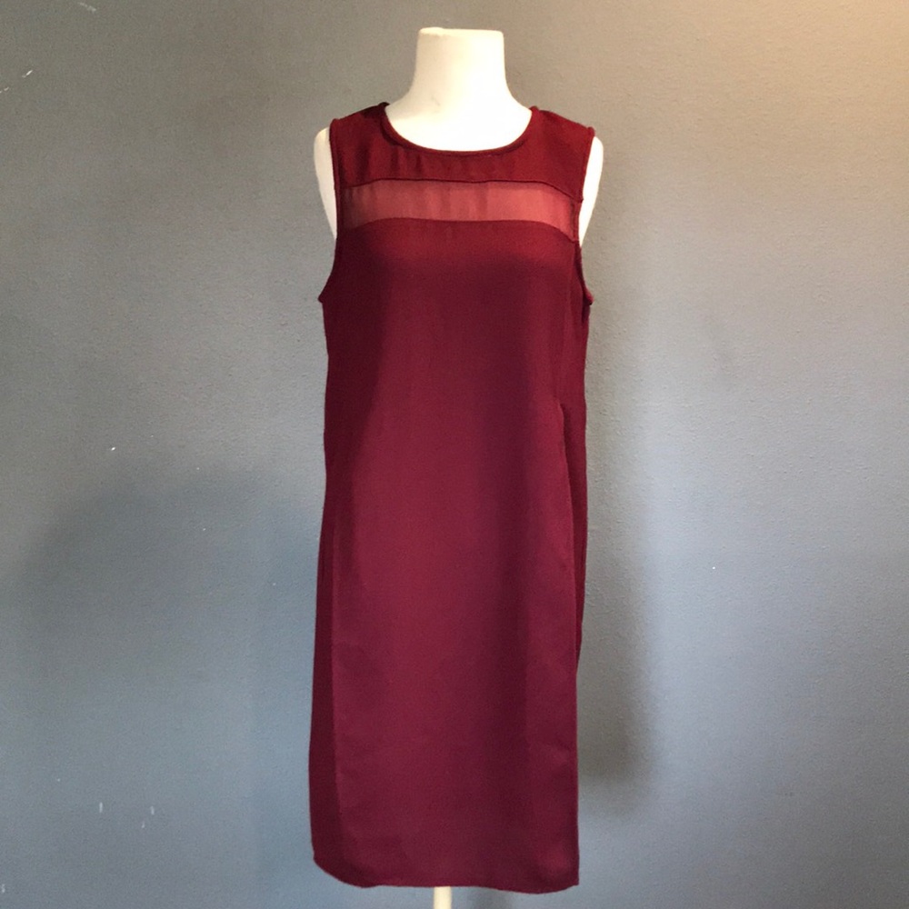 MNG Suit Double Front Slit Burgundy Dress